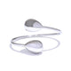 Silver bracelet with two spherical ends on a white background
